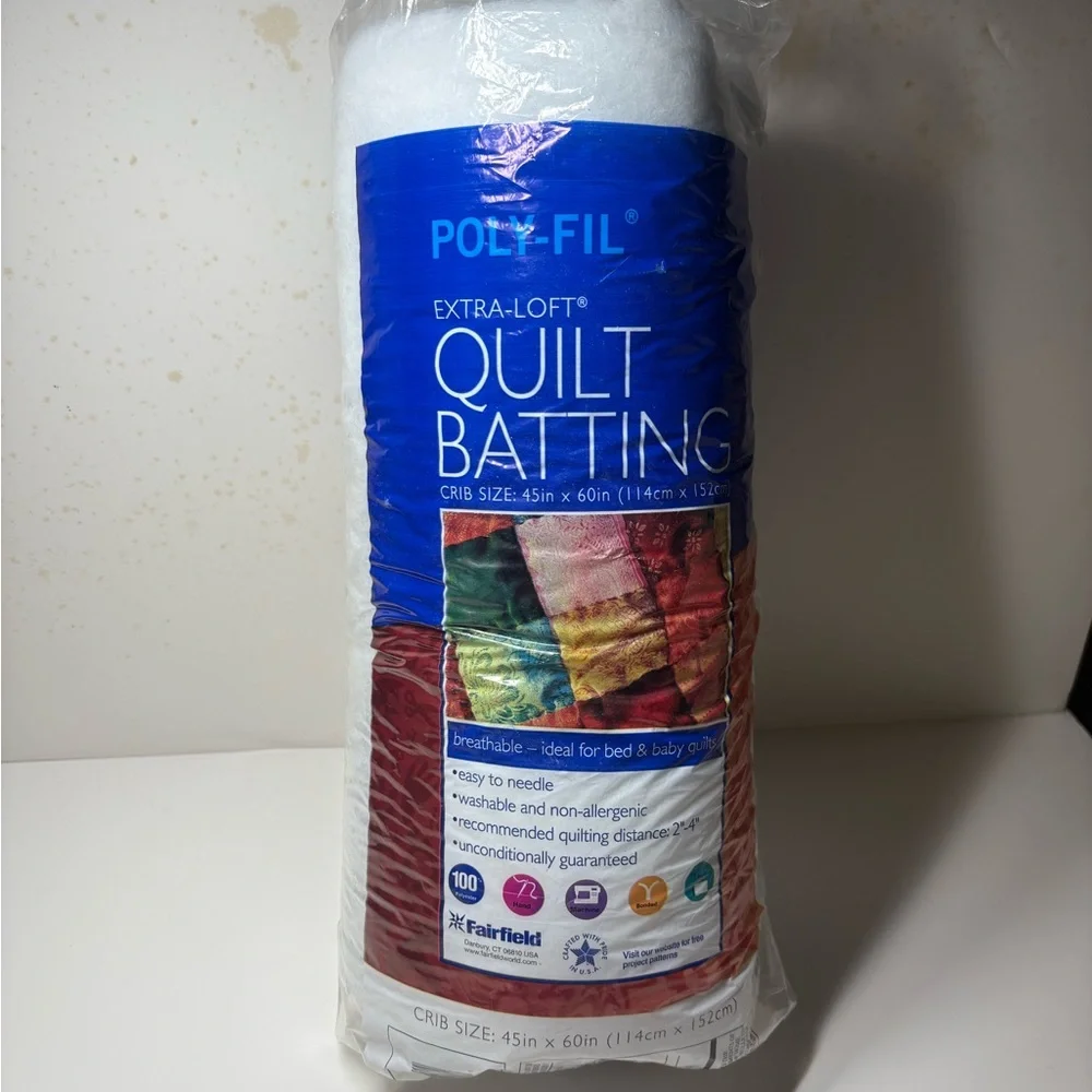 White Quilt Batting Poly-fil Extra Loft Crib Size